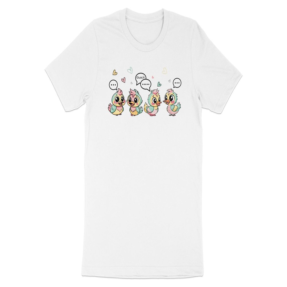 Adorable Little Ducks Tshirt with Speech Bubbles Love Fun 3XL / White