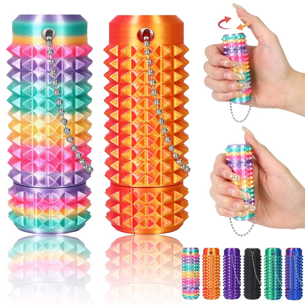 2PCS Little Ouchies Pain Stim Fidget, Fidget Toys for Adults, 3D Printed Spin Spiky Grippie Sensory Rollers Spinner Toys for ADHD, Anxiety, Stress Relief, Autism, Novelty Stocking Stuffers