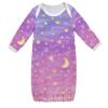 CuwrYet Baby Sleep Gown Cotton Nightgown Infant Pajamas Overlap Neck Elastic Bottom Easy Change Newborn 3 6 12 Months Gradient Pink Purple Shine Stars Moon view 1