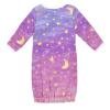 CuwrYet Baby Sleep Gown Cotton Nightgown Infant Pajamas Overlap Neck Elastic Bottom Easy Change Newborn 3 6 12 Months Gradient Pink Purple Shine Stars Moon view 2
