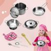 11pcs Stainless Steel Pots and Pans Set  Pretend Play Kitchen Toys for Kids, Realistic Mini Cookware with Utensils | Toddler Cooking Playset for Ages 3+, Educational Role-Play Learning Toy view 2