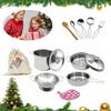 11pcs Stainless Steel Pots and Pans Set  Pretend Play Kitchen Toys for Kids, Realistic Mini Cookware with Utensils | Toddler Cooking Playset for Ages 3+, Educational Role-Play Learning Toy view 4