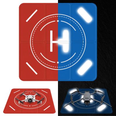 FPVtosky Nighttime Reflective Drone Landing Pad, Fast-fold Double Sided Waterproof Landig Pad Weighted for DJI Lito X1/Mini 5 Pro/ 4/3 Pro/Mini 4k / Mavic 4 / Air 3s/ Avata 2/ Neo/Flip