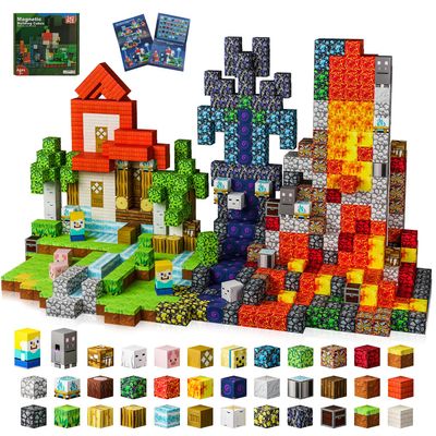 242 PCS 0.8 Inch Magnetic Blocks, STEM Sensory Toys with Storage Bag, Magnetic Building Blocks for Boys & Girls Age 3-8, Educational Stacking Magnets Cubes for Creativity, Birthday Gift for Ages 4-10