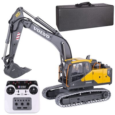 RC Excavator, Double E Hobby 1:14 2.4G Metal Remote Control Excavator, Idea Engineering Construction Vehicle Gift for Adults and Teens (Electric Cylinder Version RTR/Yellow)