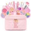 Kids Washable Makeup Set for Girls - 29Pcs Real Non-Toxic Play Make Up Kit Toys with Letter Cosmetic Bag - Dress Up Birthday Gifts for Toddler Age 3 4 5 6 7 8 9 10 Years Old Vanity Set - E view 1