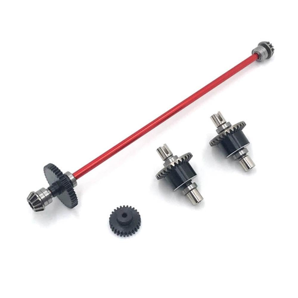 27T Metal Drive Shaft Differential Assembly Motor Gear Upgrade Part Compatible with 1/12 Scale 124016 124017 124018 124019 RC Car Models(Red)
