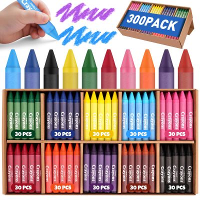 300 Pack Jumbo Crayons Bulk for Toddlers 1-3.10 Colors Washable Unbreakable Toddler Crayons for Toddler Coloring,Bulk School Supplies,Restaurants,Party Favors,Stocking Stuffers,Preschool Must Haves