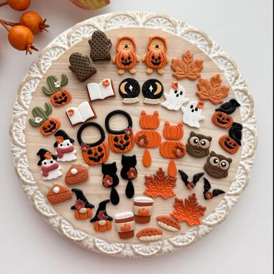 2025 Fall Polymer Clay Cutter Bundle No. 1, Halloween and Autumn Theme Clay Cutters, Maple Leaf, Ghost, Pumpkin, Cozy Fall Craft Supply Set