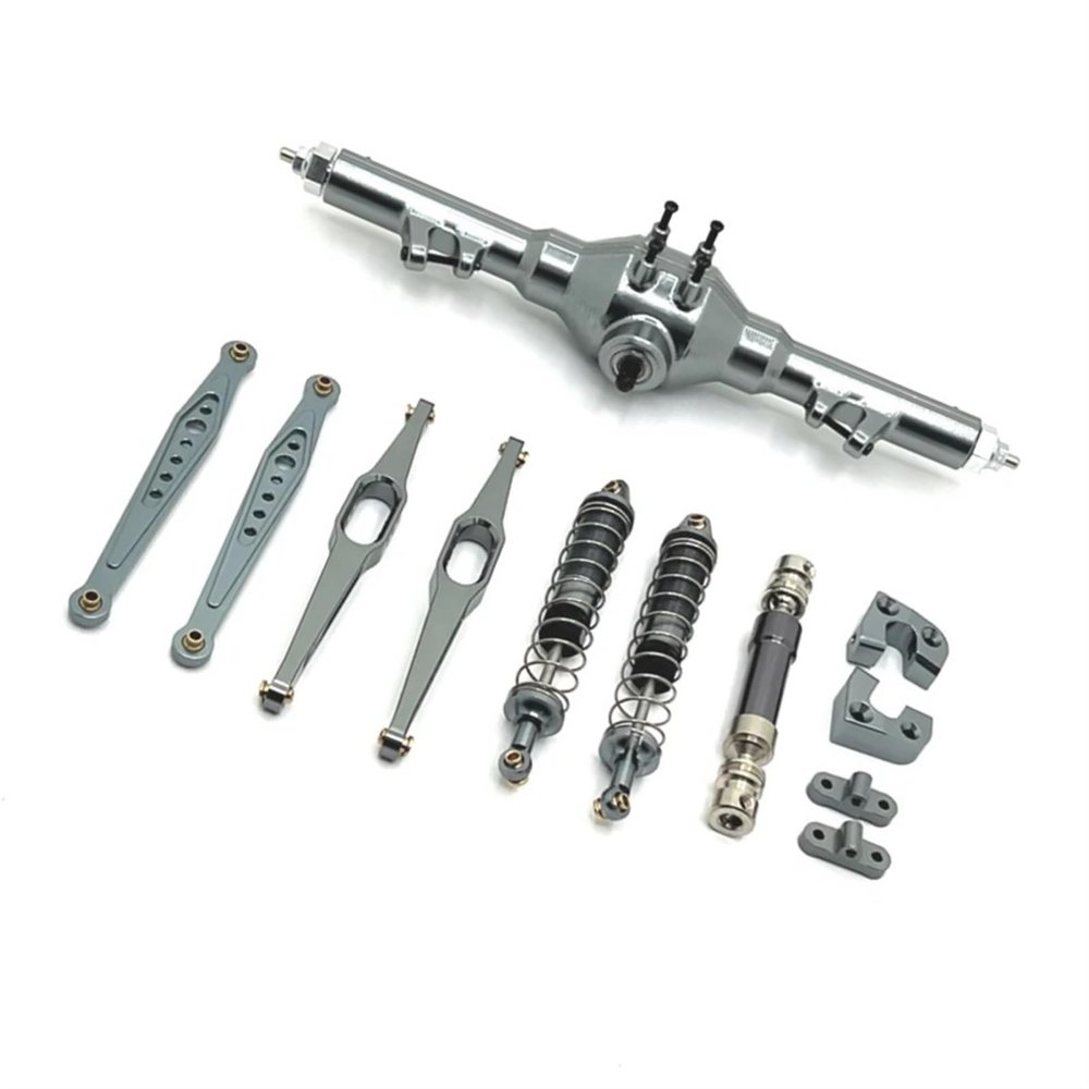 Compatible with Wltoys 124006 12423 12427 12428 12429 Metal Rear Axle Drive Shaft Shock Absorber Trailing Arms 1/12 RC Car Parts Kit RC Car Accessories(Gray)