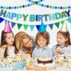 4PCS Pre-Strung Happy Birthday Banner - Felt Happy Birthday Garland, Ball Garland, Felt Pennant Flag, Blue Thread Tassel Reuasble Party Decorations for Boys Men Kids view 2