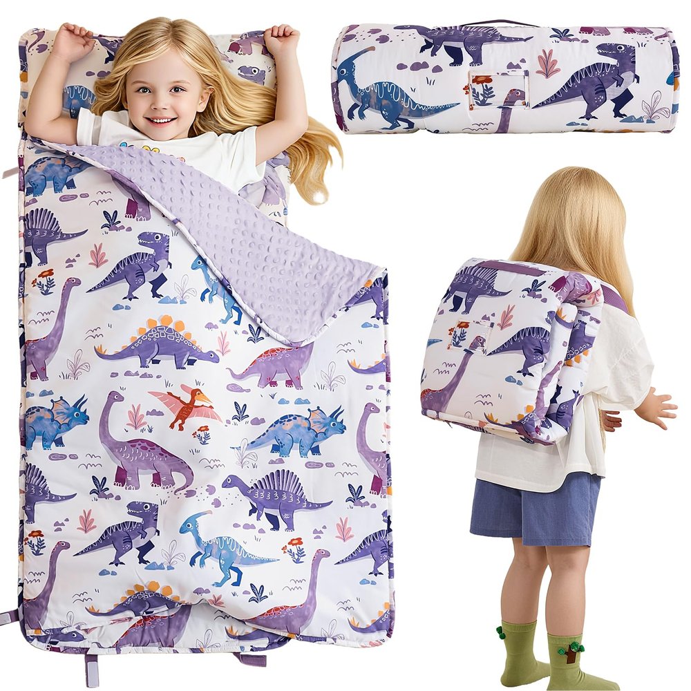 DJY Toddler Nap Mat,Kid Slumber Bag with Removable Pillow & Minky Blanket,Soft Sleeping Mat Perfect for Daycare,Preschool,Kindergarten,Travel