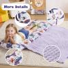 DJY Toddler Nap Mat,Kid Slumber Bag with Removable Pillow & Minky Blanket,Soft Sleeping Mat Perfect for Daycare,Preschool,Kindergarten,Travel view 4