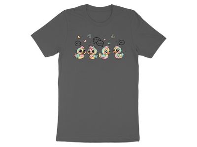 Adorable Little Ducks Tshirt with Speech Bubbles Love Fun 3XL / Asphalt