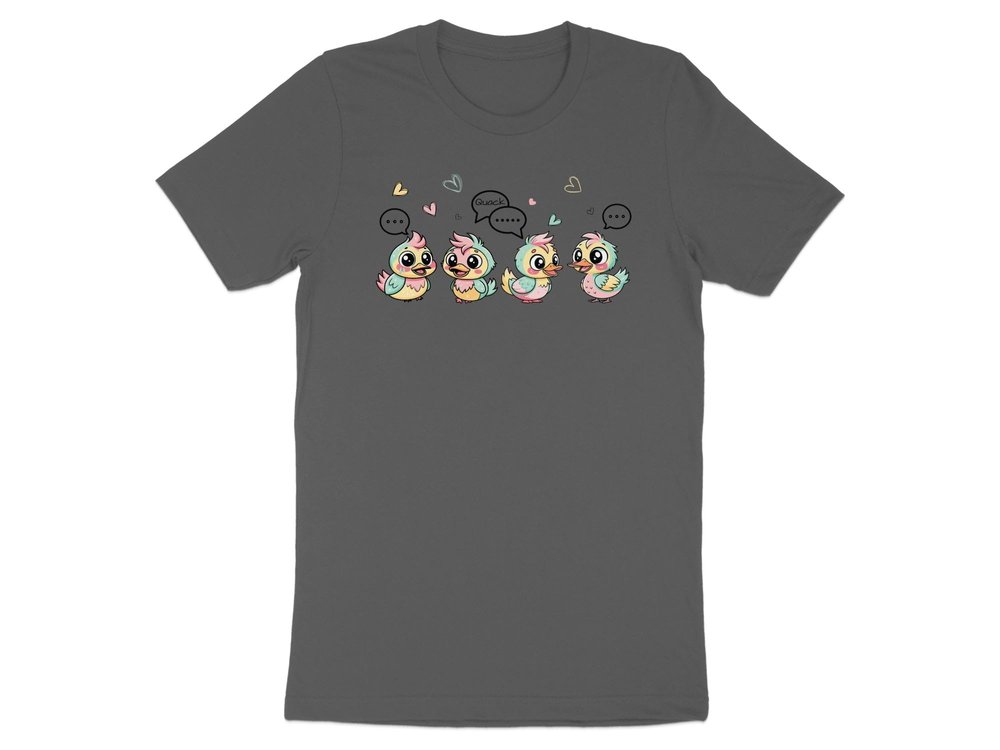 Adorable Little Ducks Tshirt with Speech Bubbles Love Fun 3XL / Asphalt