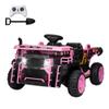 24V Kids Ride on Dump Truck with Electric Dump Bed, 2-Seater Electric Truck Car w/Remote Control, Shovel, Double Doors, 3 Speeds, Music, Horn, LED Lights for Kids-Pink view 1
