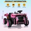 24V Kids Ride on Dump Truck with Electric Dump Bed, 2-Seater Electric Truck Car w/Remote Control, Shovel, Double Doors, 3 Speeds, Music, Horn, LED Lights for Kids-Pink view 3