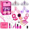 BIBUTY Kids Makeup Kit - Princess Dress Up Shoes, Crowns & Handbag - Pretend Play Fake Makeup Set for Girls, Ages 3-6 view 1