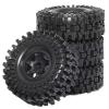 Rc Car Wheel Rim Tire for Axial SCX10 TRX4 1:10 RC Crawler Car Accessories 4 Pcs Plastic Wheel Hub 1.9Inch Rubber Rock Tyres Tires(Black) view 1