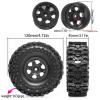 Rc Car Wheel Rim Tire for Axial SCX10 TRX4 1:10 RC Crawler Car Accessories 4 Pcs Plastic Wheel Hub 1.9Inch Rubber Rock Tyres Tires(Black) view 3