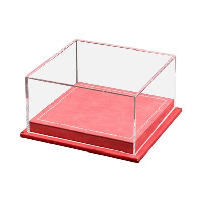 1:64 Scale Toy Cars Display Box with PU Leather Base, Clear Acrylic Lid Dustproof Showcase for Vehicle Model Organizer Space Saving- Red