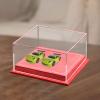 1:64 Scale Toy Cars Display Box with PU Leather Base, Clear Acrylic Lid Dustproof Showcase for Vehicle Model Organizer Space Saving- Red view 2