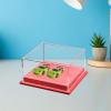 1:64 Scale Toy Cars Display Box with PU Leather Base, Clear Acrylic Lid Dustproof Showcase for Vehicle Model Organizer Space Saving- Red view 3