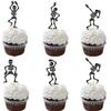 20 PCS Halloween Skull Cupcake Toppers - Happy Halloween Skull Dance Cupcake Decorations for Birthday Baby Shower Party Decorations view 1