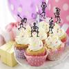 20 PCS Halloween Skull Cupcake Toppers - Happy Halloween Skull Dance Cupcake Decorations for Birthday Baby Shower Party Decorations view 2
