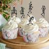 20 PCS Halloween Skull Cupcake Toppers - Happy Halloween Skull Dance Cupcake Decorations for Birthday Baby Shower Party Decorations view 3