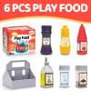 6 Pcs Condiment Toys with Storage Rack and Gift Box, Play Food Set for Kids Kitchen, Pretend Food Play Kitchen Accessories for Toddler, Preschool Learning Toys for Boy Girl, Pretend Grocery Store view 2