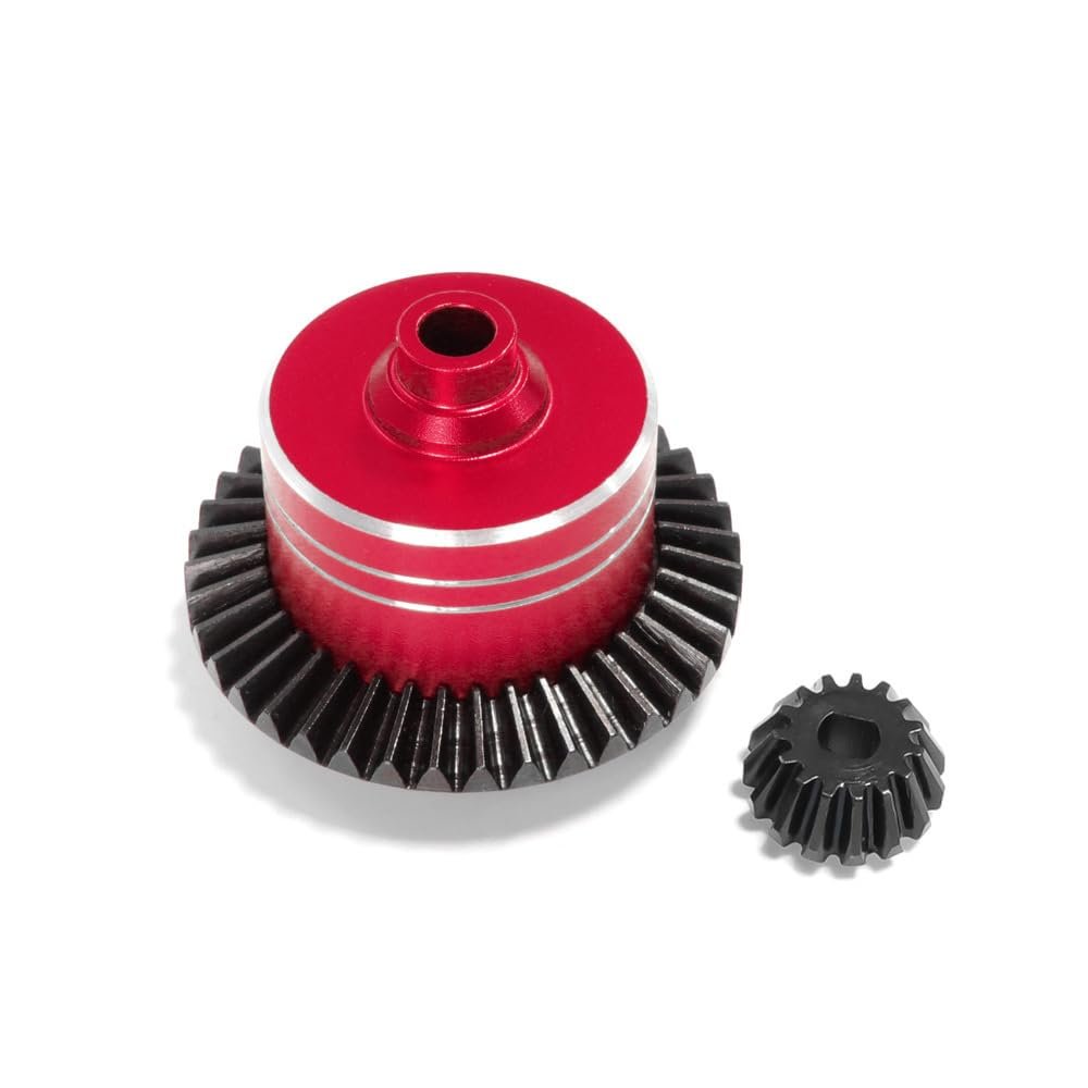 7075 Aluminum Differential Case + 45# Hardened Steel Differential Spur Gear and Bevel Gear for 1/10 Tamiya XV02 TT02 TT02B RC Car Replace # 54875 Upgraded Parts (Red)