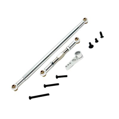 DYNWAVE RC Car Metal Steering Link Rod Easy Installation with Screw Servo Rod and Arm for MN86 Hobby Model MN128 Replacement Upgrade, Silver