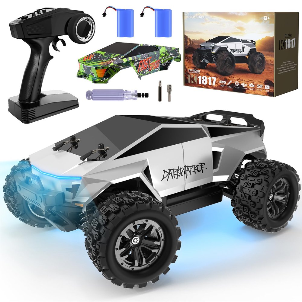 Cheffun Fast RC Car for Adults, 1:18 Scale RC Monster Truck Max 40 KPH High Speed 4WD Electric Vehicle with 2.4 GHz Remote, Kids Off-Road RC Cars Toys, Birthday Gifts for 8+ Year Old Boys