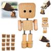 Charming Little Wooden Figure That Sways with 12PCS Magnetic Expressions, Handcrafted Shaking Wooden Man Figurine Shaking Body Woodens Doll, Funny Shaking Body Man Figure for Desktop Decor view 1