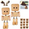 Charming Little Wooden Figure That Sways with 12PCS Magnetic Expressions, Handcrafted Shaking Wooden Man Figurine Shaking Body Woodens Doll, Funny Shaking Body Man Figure for Desktop Decor view 1