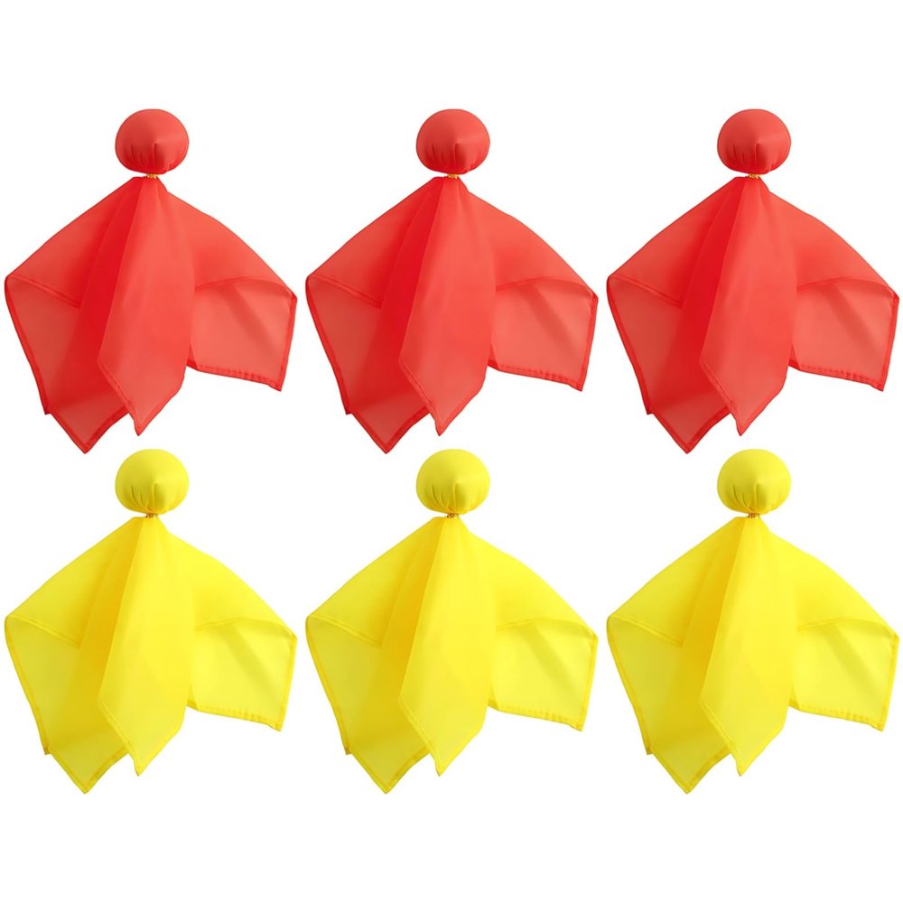 6 Pcs and Ball Football Referee Yellow Red Flags Challenge, Satin Fabric Waterproof Long-Lasting, for Games Sport and Matches Football