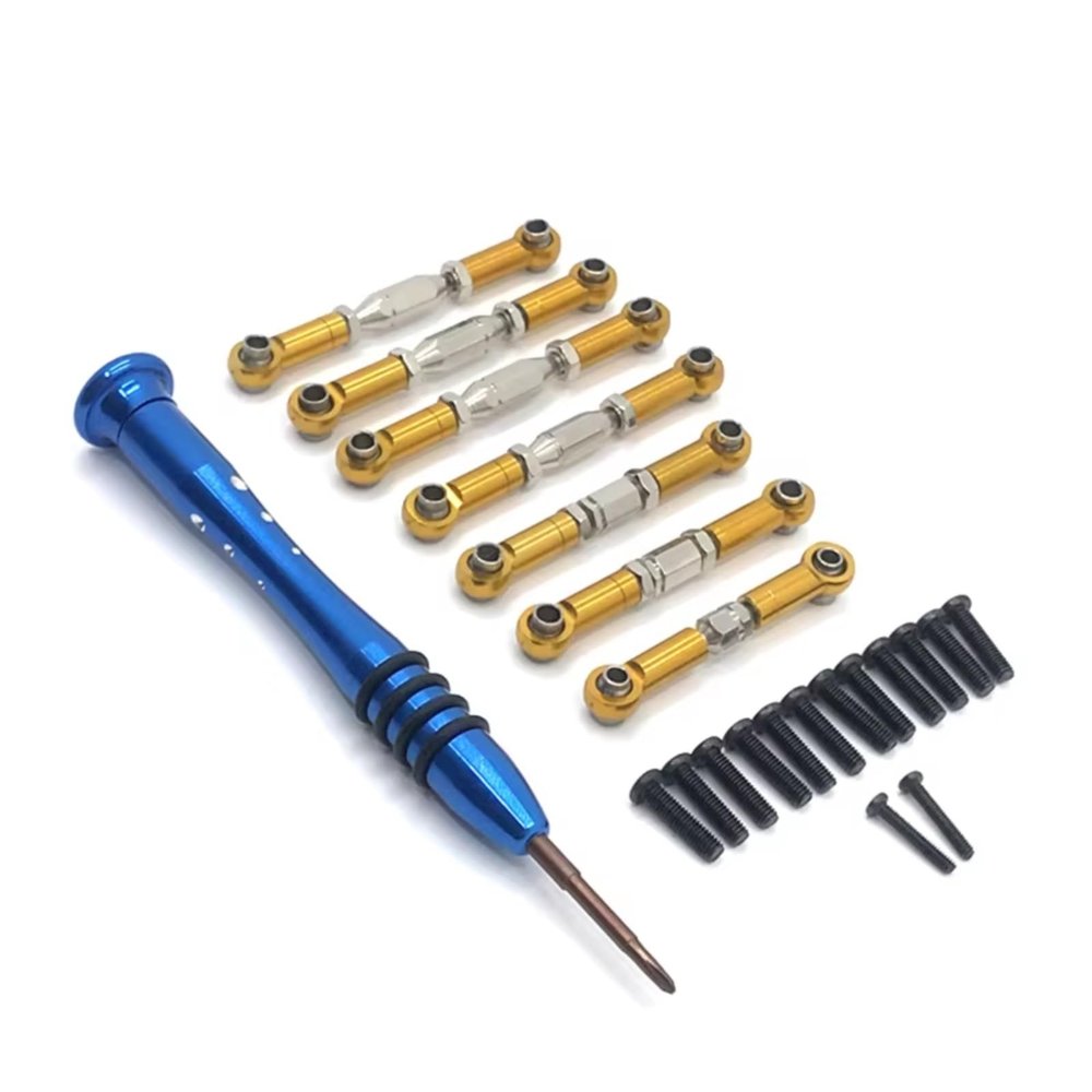 Parts For WLtoys 144010 01 02 124018 124017 124016 124019 Metal Pull Rod Remote Control Car Upgrade Accessories(Yellow)