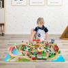 HONEY JOY Train Table, Wooden Kids Activity Table with Storage, 84 Multicolor Pieces, Tracks, Trains, Cars, Toddler Toy Train Table Set w/Reversible Tabletop, for Boy Girl Ages 18 Months+, Natural view 2