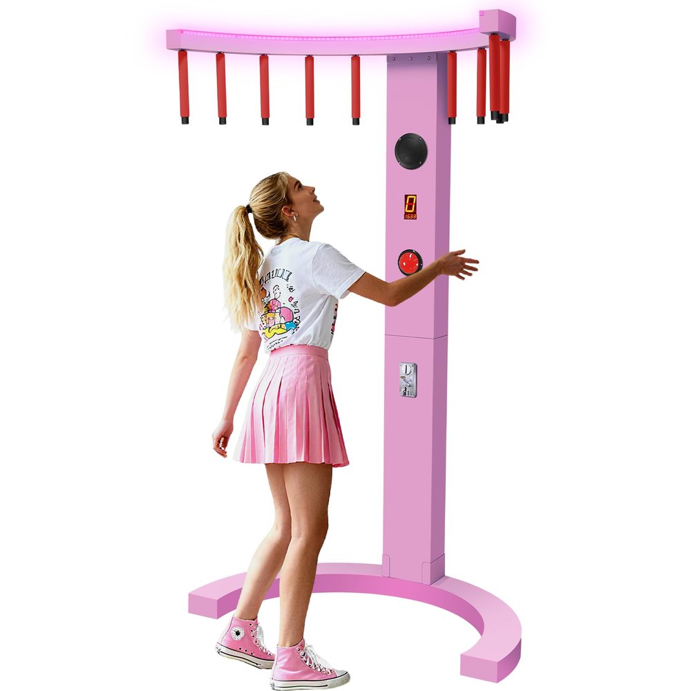 USRENBIAO Catch Stick Arcade Game Machine - Coin Operated Hand Eye Coordination Training & Reflex Sticks Catching Game for Parties, Carnivals, Bars, Family Game Night, Business 2025 New (Pink)