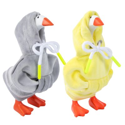 2 Pcs Desk Goose Outfits 7 Inches, Mini Desk Goose Clothes Hoodies 7 Inch Porch Goose Costume Desk Goose Accessories for Magnetic Goose Statue Table Decor (Grey & Yellow)