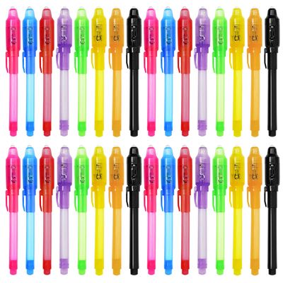 TIDALJAM 32 Pack Invisible Ink Pens with UV Light, 8 Colors Glow  Secret Message Writing Detective Party Favors, Birthday Christmas Halloween Goodie Bag Stuffers Classroom Prizes School Supplies