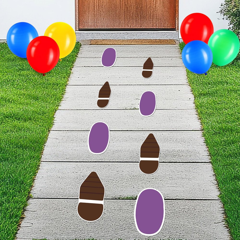YooNotee 20 Pcs Toy Inspired Party Floor Decals Removable Foot Steps Floor Sticker Toy Theme Decoration for Birthday Halloween Photo Props Supplies
