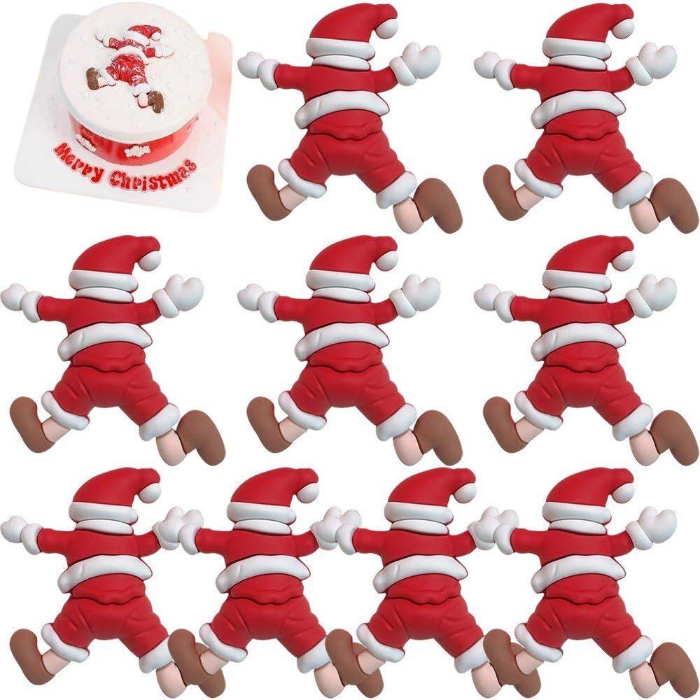10pcs Christmas Cake Toppers Cute Cake Decorations Birthday Cake Supplies for Xmas New Year Holiday Christmas Parties
