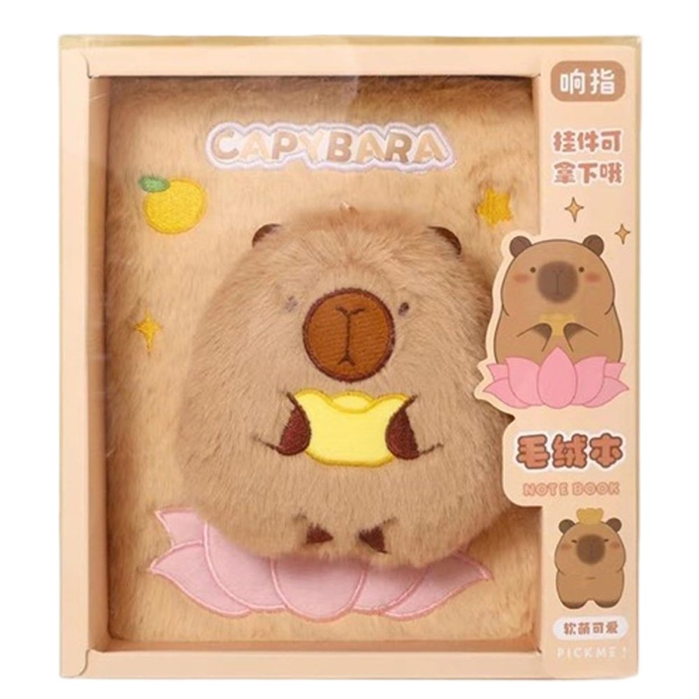 Veesper Capybara Notebook A5 Plush Capybara Journal 7.6x6.7 Inch Cute Animal Writing Notebook for Home Office School Supplies Travel Diary Stationery