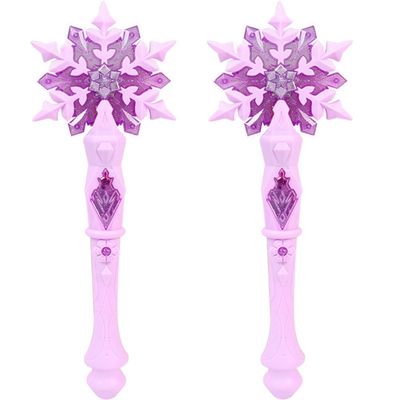 DEARMAMY 2pcs Light Up Snowflake Wand - Glowing Fairy Wand for Birthday Parties, Stage Performances and Themed Events