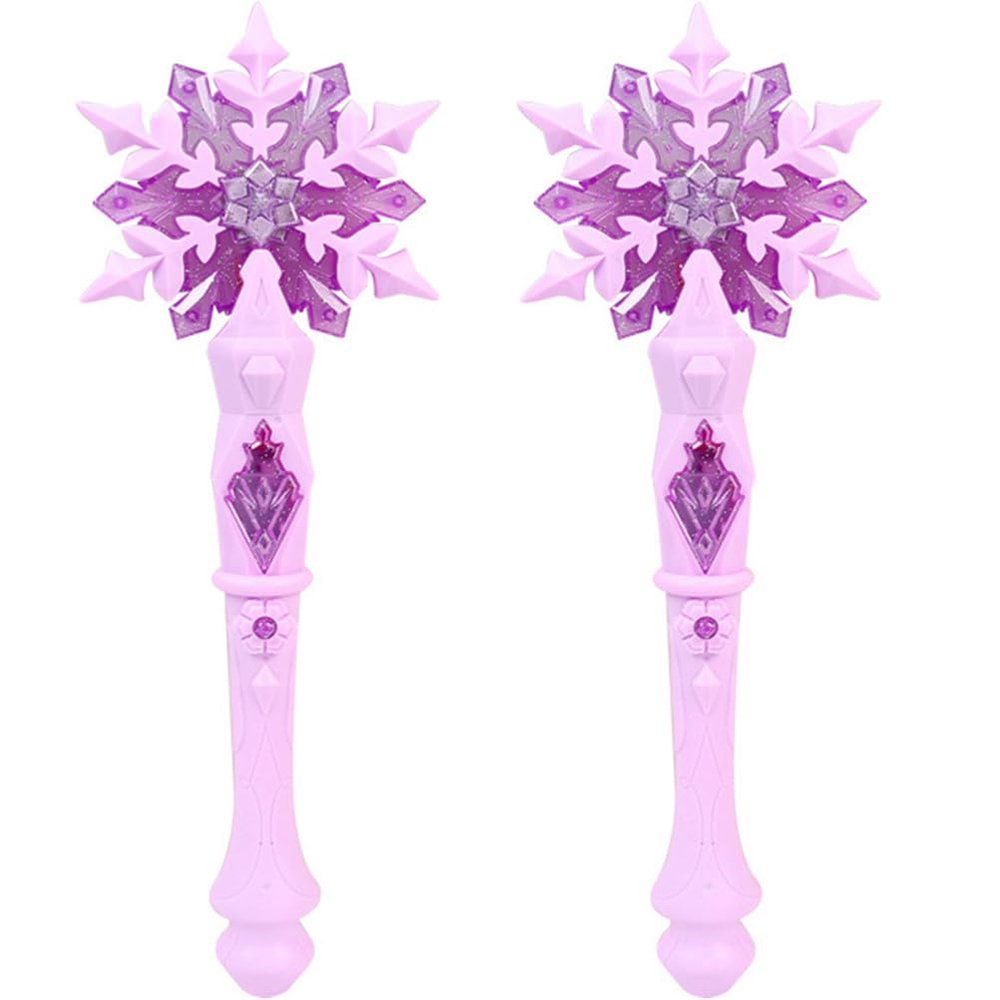 DEARMAMY 2pcs Light Up Snowflake Wand - Glowing Fairy Wand for Birthday Parties, Stage Performances and Themed Events