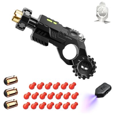 ATESSON Metal Fidget Gun Toy with Shooting and Spinning Gameplay Finger Fidget Toys Adults for EDC ADHD Focus Anxiety Stress Relief Boredom Office Executive Desk Fidget Toy