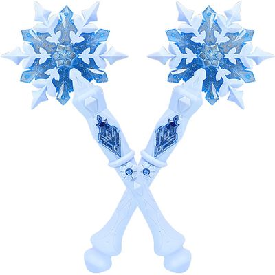 DEARMAMY 2pcs Light Up Snowflake Wand - Glowing Fairy Wand for Birthday Parties, Stage Performances and Themed Events