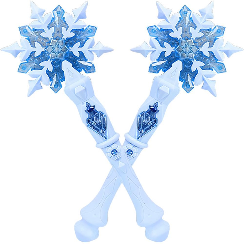 DEARMAMY 2pcs Light Up Snowflake Wand - Glowing Fairy Wand for Birthday Parties, Stage Performances and Themed Events